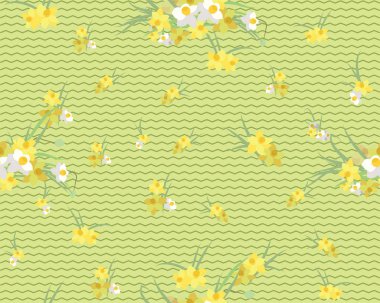 Çiçekli narsisli retro-klasik arka plan