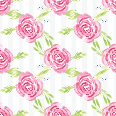 Elle boyanmış suluboya çiçek desenli