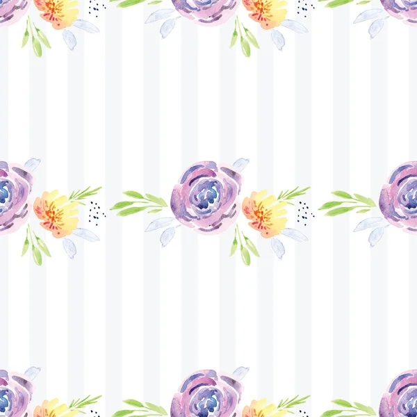 Hand-painted watercolor floral rose Pattern — Stock Photo, Image