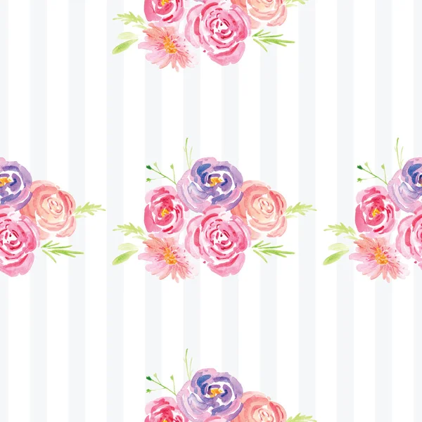 Acuarela pintada a mano floral rosa patrón —  Fotos de Stock