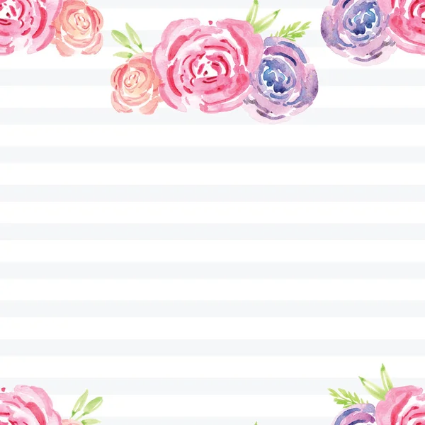 Padrão de rosa floral pintados à mão aquarela — Fotografia de Stock