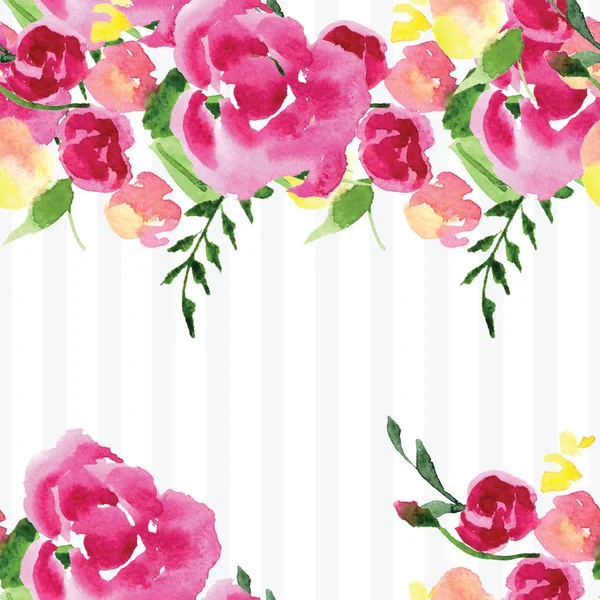 Padrão de rosa floral pintados à mão aquarela — Fotografia de Stock