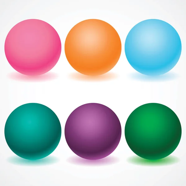 Set of multicolored spheres with shadows — Stock Vector