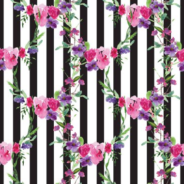 Çiçekli bir dalın elle boyanmış suluboya deseni Pembe Manolya çiçek bahar kartı