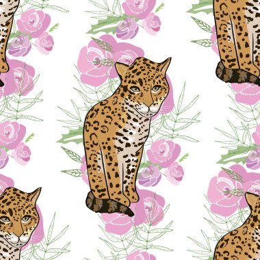 Çiçekler ve hayvanlarla geçmişe dönük illüstrasyon