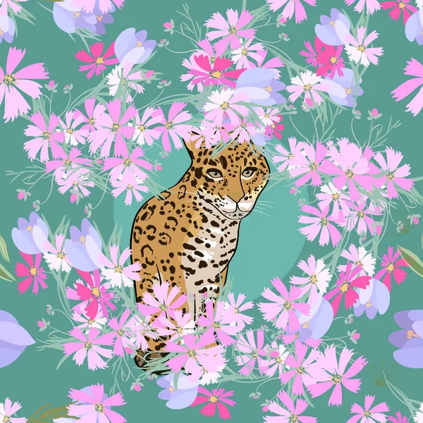 レトロスタイル｜花と動物のイラスト — ストック写真