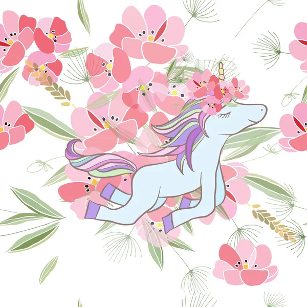 Retro style Illustration with flowers and animal — Stock Photo, Image