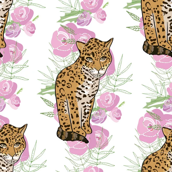 Retro stijl Illustratie met bloemen en dieren — Stockfoto