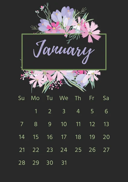 Kalender bunga vintage 2018 — Stok Foto