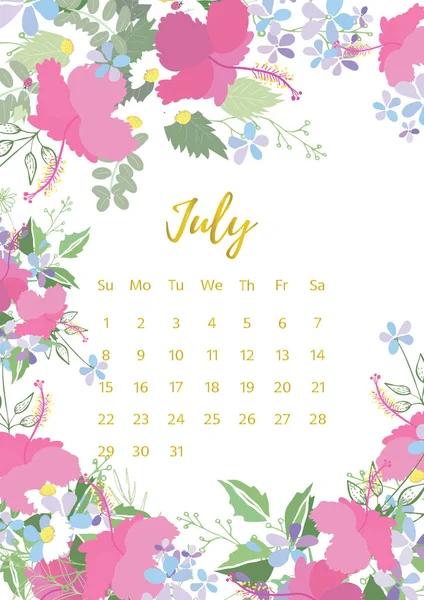 Vintage virágos naptár 2018 — Stock Fotó