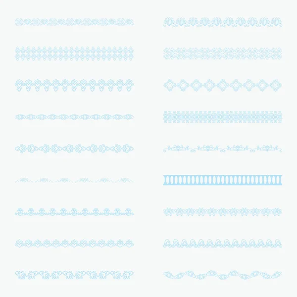Set of horizontal isolated lace borders for design — Stock Vector