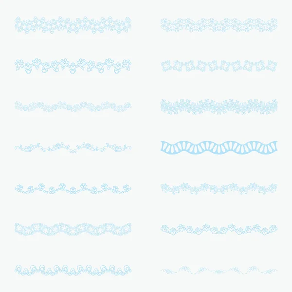 Conjunto de bordes de encaje aislados horizontales para el diseño — Vector de stock