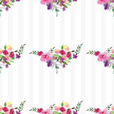 Çiçekli bir dalın elle boyanmış suluboya deseni Pembe Manolya çiçek bahar kartı