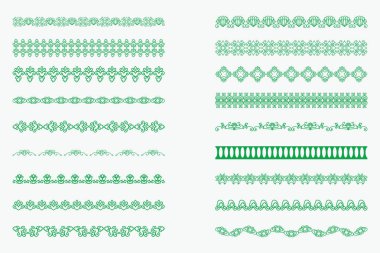 Yatay izole yeşil dantel kenarlık için tasarım kümesi