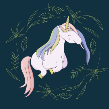 Resimde sihirli bir hayvan unicorn ile