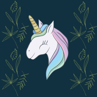 Resimde sihirli bir hayvan unicorn ile