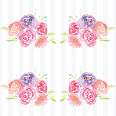 El boyaması suluboya çiçek tasarım desen gül