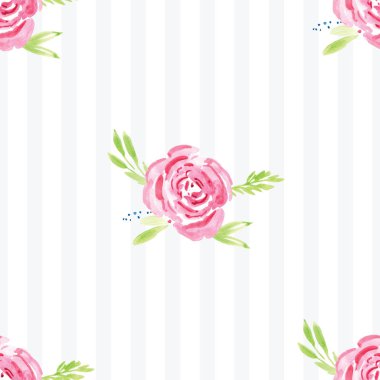 El boyaması suluboya çiçek tasarım desen gül