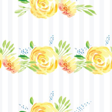 El boyaması suluboya çiçek tasarım desen gül