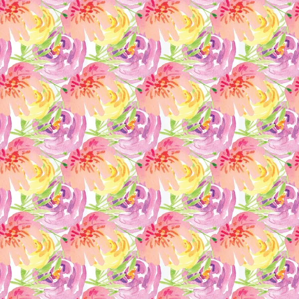 손-그린 수채화 꽃 디자인 패턴 장미 — 스톡 사진