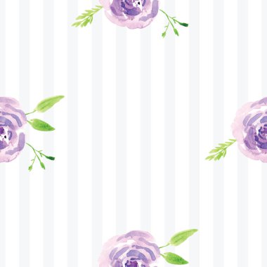 Elle boyanmış suluboya çiçek desenli