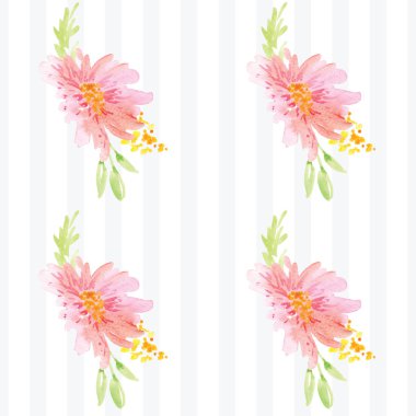 Elle boyanmış suluboya çiçek desenli