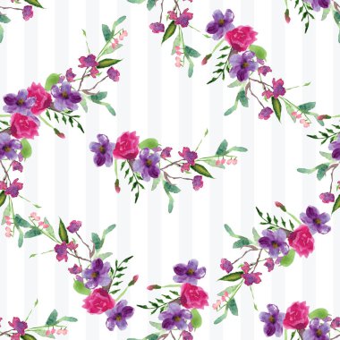 Çiçekli bir dalın elle boyanmış suluboya deseni Pembe Manolya çiçek bahar kartı