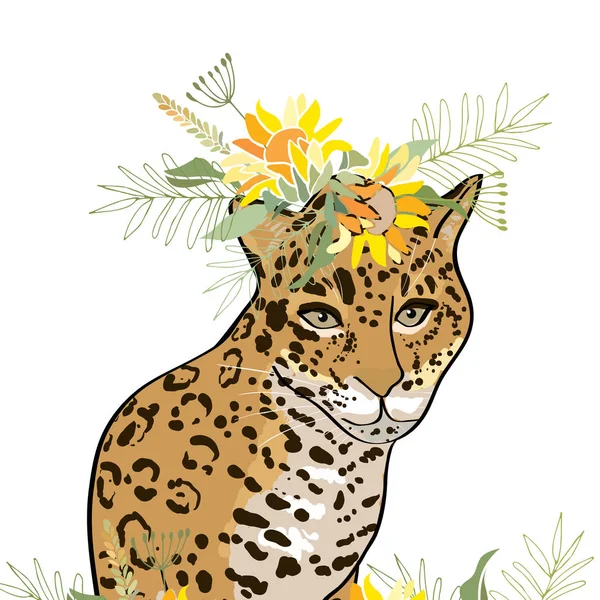 Retro styl Ilustrace s květinami a zvířaty — Stock fotografie