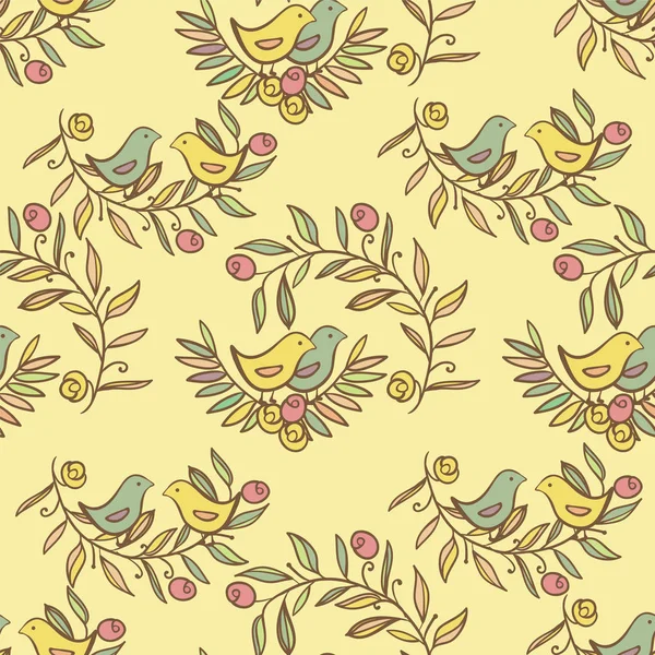 Винтажный цветочный бесшовный фон с птицами — стоковое фото