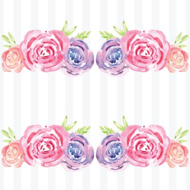 Elle boyanmış suluboya çiçek desenli