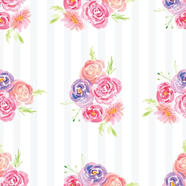 수채화 수선화 장미 무늬 — 스톡 사진