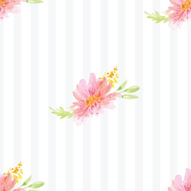 Elle boyanmış suluboya çiçek desenli