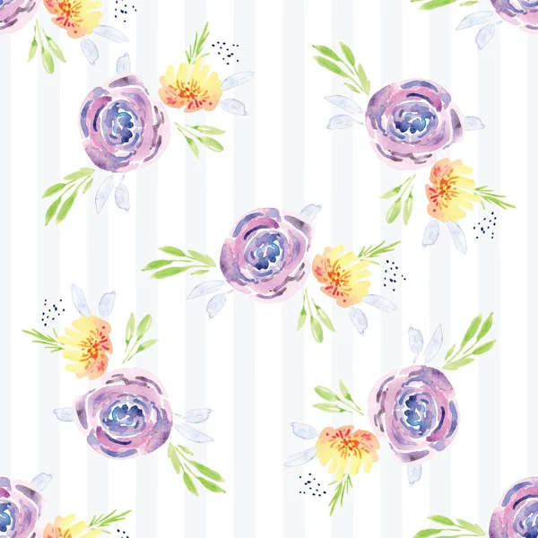 Hand-painted watercolor floral rose Pattern — Stock Photo, Image