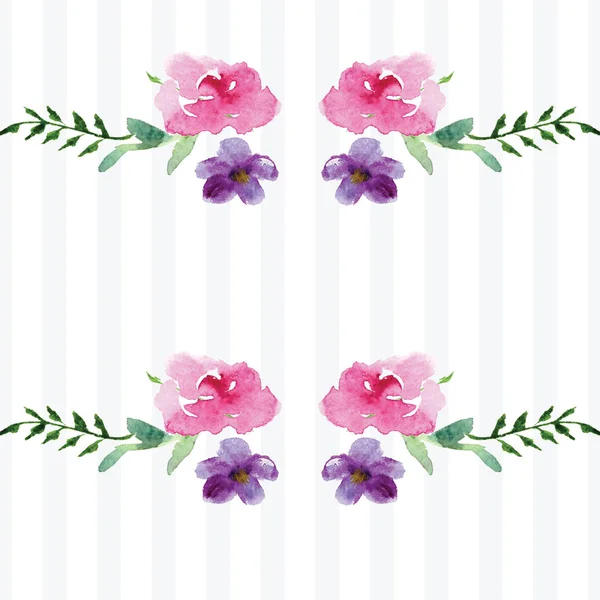 Pintado a mano Patrón de acuarela de una rama con flores rosa Magnolia flor primavera tarjeta —  Fotos de Stock