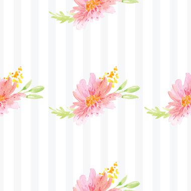 Elle boyanmış suluboya çiçek desenli