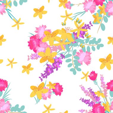 Retro tarzı illüstrasyon çiçekli