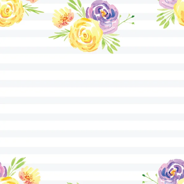 手描きの水彩花のバラ模様 — ストック写真