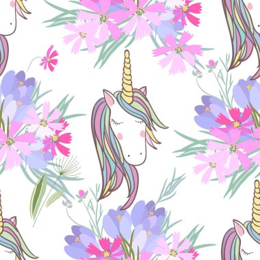 Çiçekler ve hayvanlarla geçmişe dönük illüstrasyon