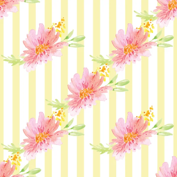 손-그린 수채화 꽃 로즈 패턴, 장식 꽃 디자인의 그림 — 스톡 사진