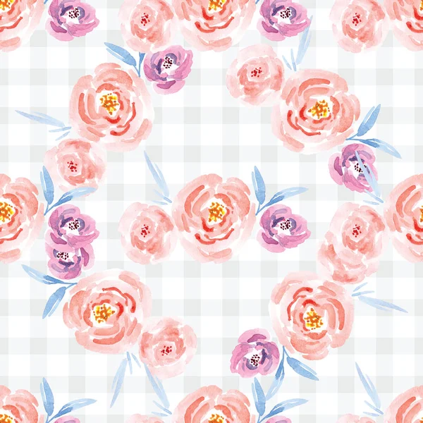 Patrón de rosa floral acuarela pintada a mano, ilustración de diseño floral decorativo —  Fotos de Stock