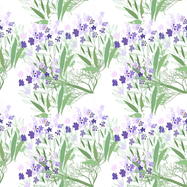 Seamless pattern with summer flowers and leaves on a white background — Stock Photo, Image