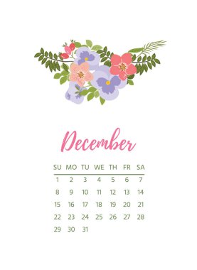 Vintage çiçek takvim 2019