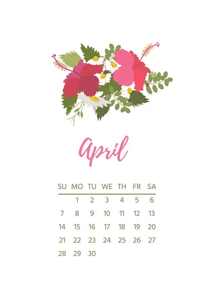 Calendário floral vintage 2019 — Fotografia de Stock
