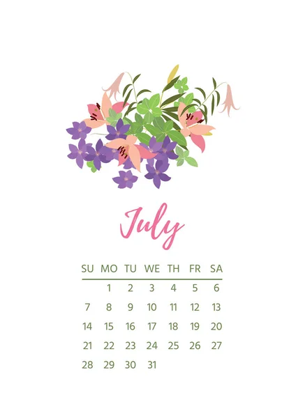 Vintage floral calendar 2019 — Stock Photo, Image