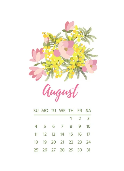 Calendario floreale vintage 2019 — Foto Stock