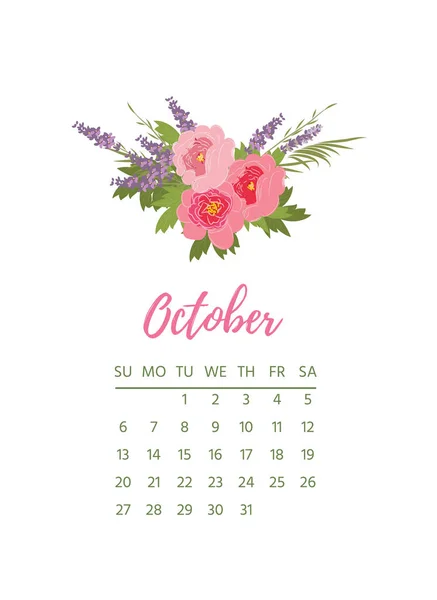 Vintage blommig kalender 2019 — Stockfoto