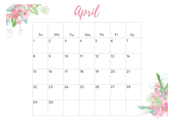 Vintage floral calendar 2018 — Stock Photo, Image