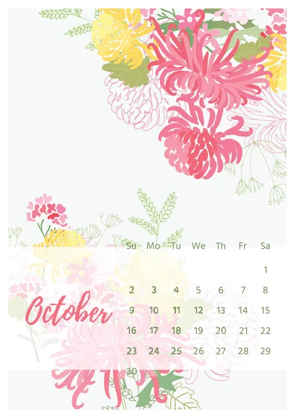 Vintage floral calendar 2018 — Stock Photo, Image