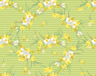 Çiçekli narsisli retro-klasik arka plan