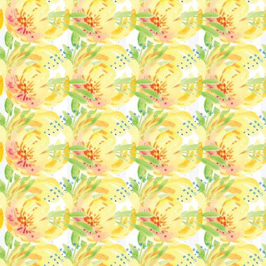 Elle boyanmış suluboya çiçek desenli